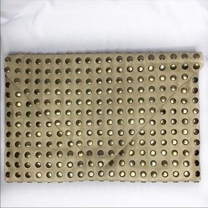 CREAM GOLD STUDDED CLUTCH